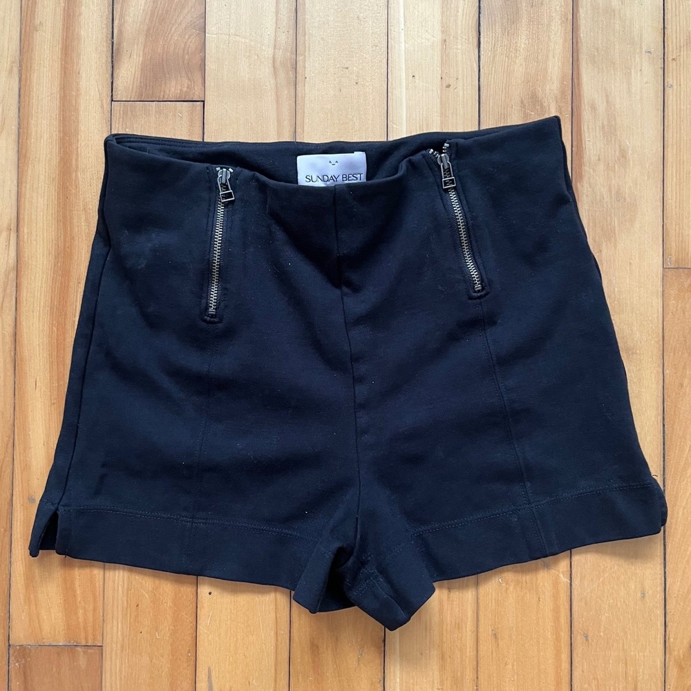 Sunday Best Black Zipper Detail High Rise Shorts Size 4